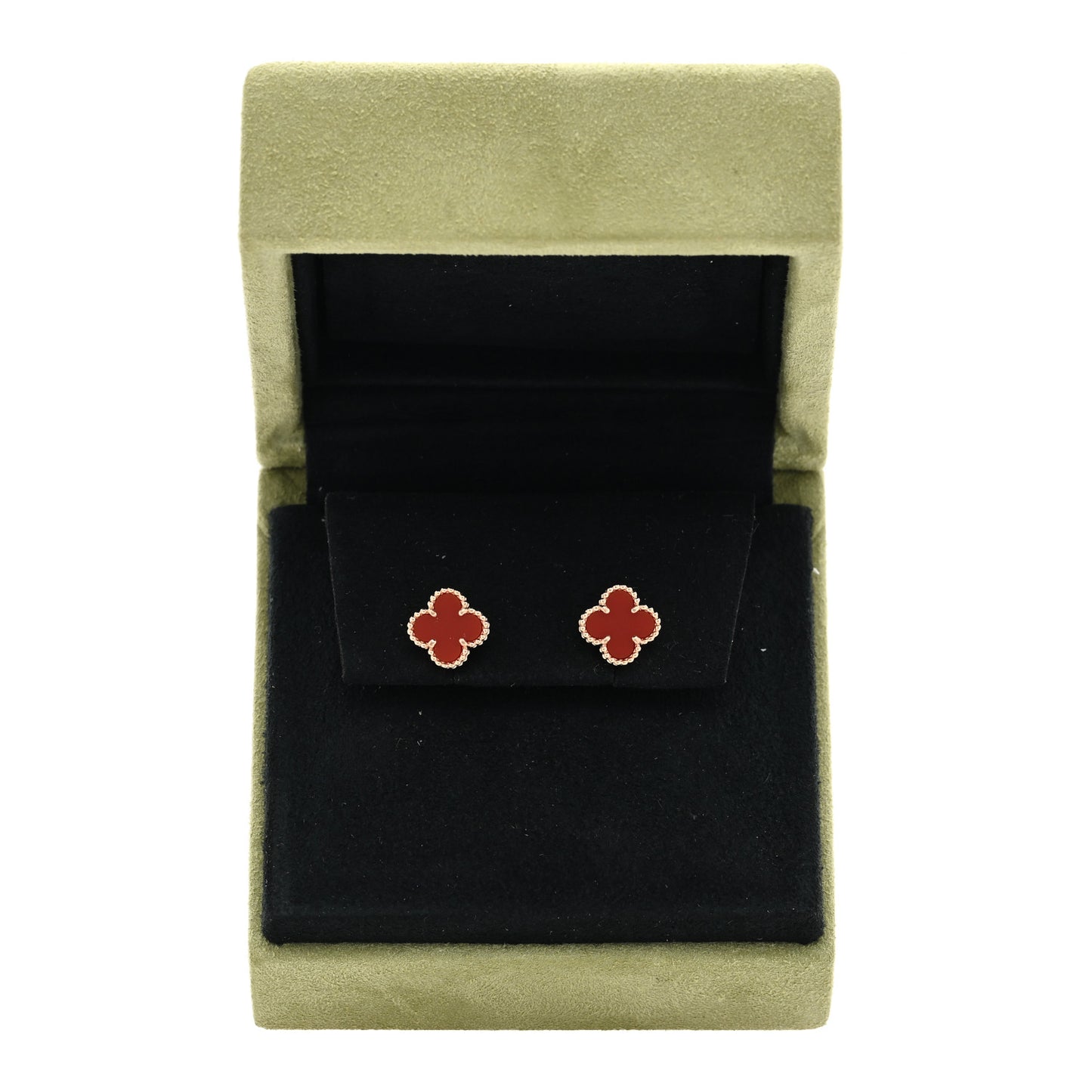 18K Rose Gold Carnelian Sweet Alhambra Earrings