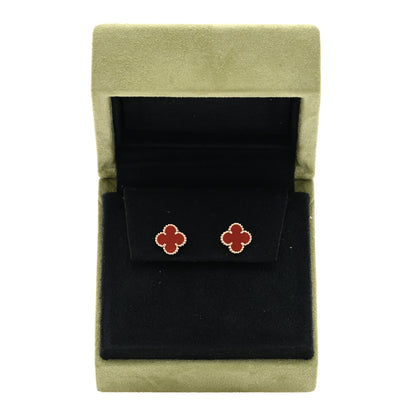 Van Cleef & Arpels 18K Rose Gold Carnelian Sweet Alhambra Earrings 5 of 5