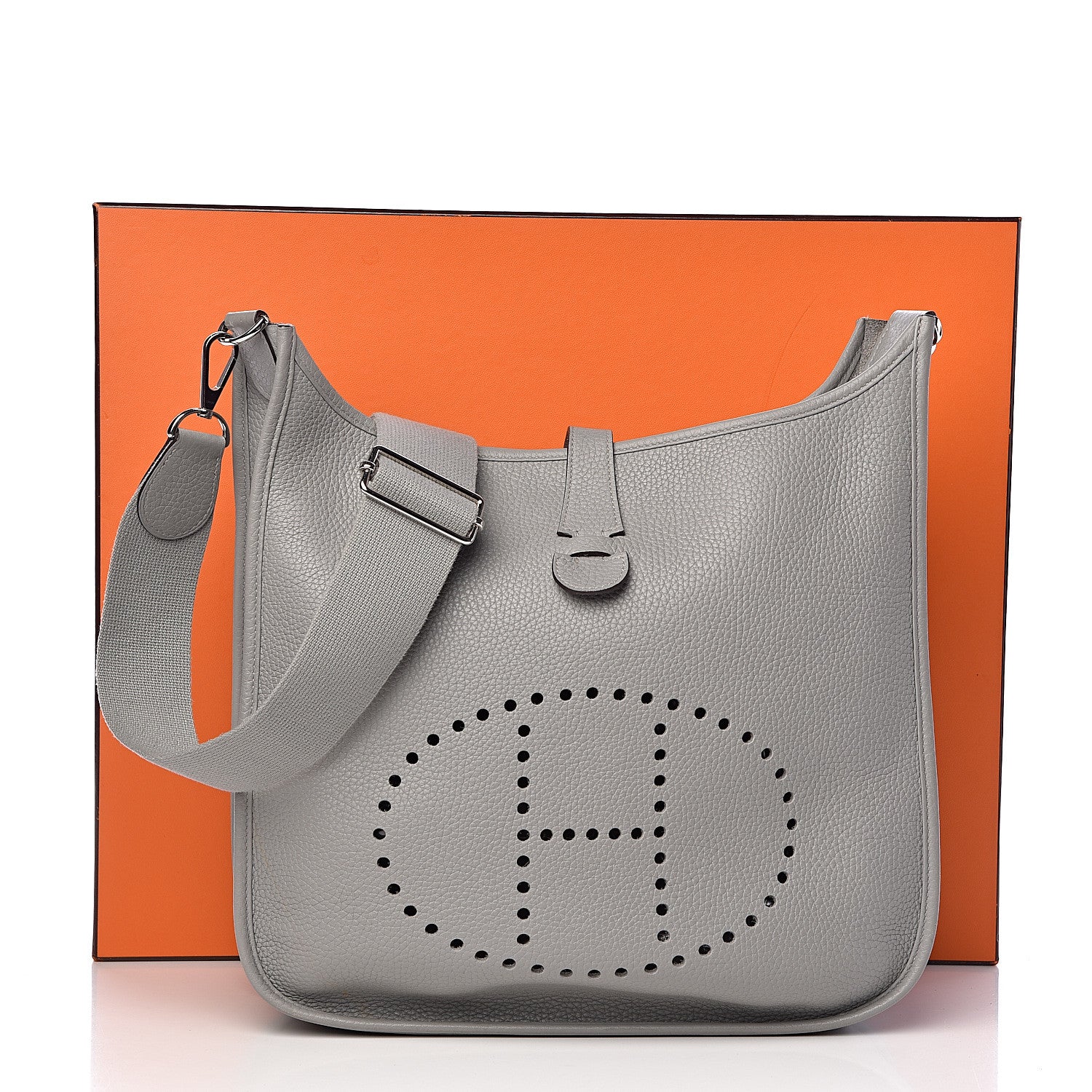 Hermes Taurillon Clemence Evelyne III GM Gris Mouette 13 of 13
