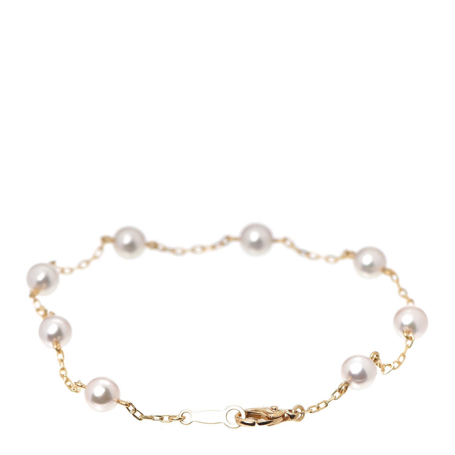Mikimoto 18K Yellow Gold Akoya Pearl 5mm Station Bracelet 3 of 6