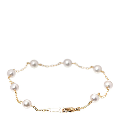 Mikimoto 18K Yellow Gold Akoya Pearl 5mm Station Bracelet 3 of 6