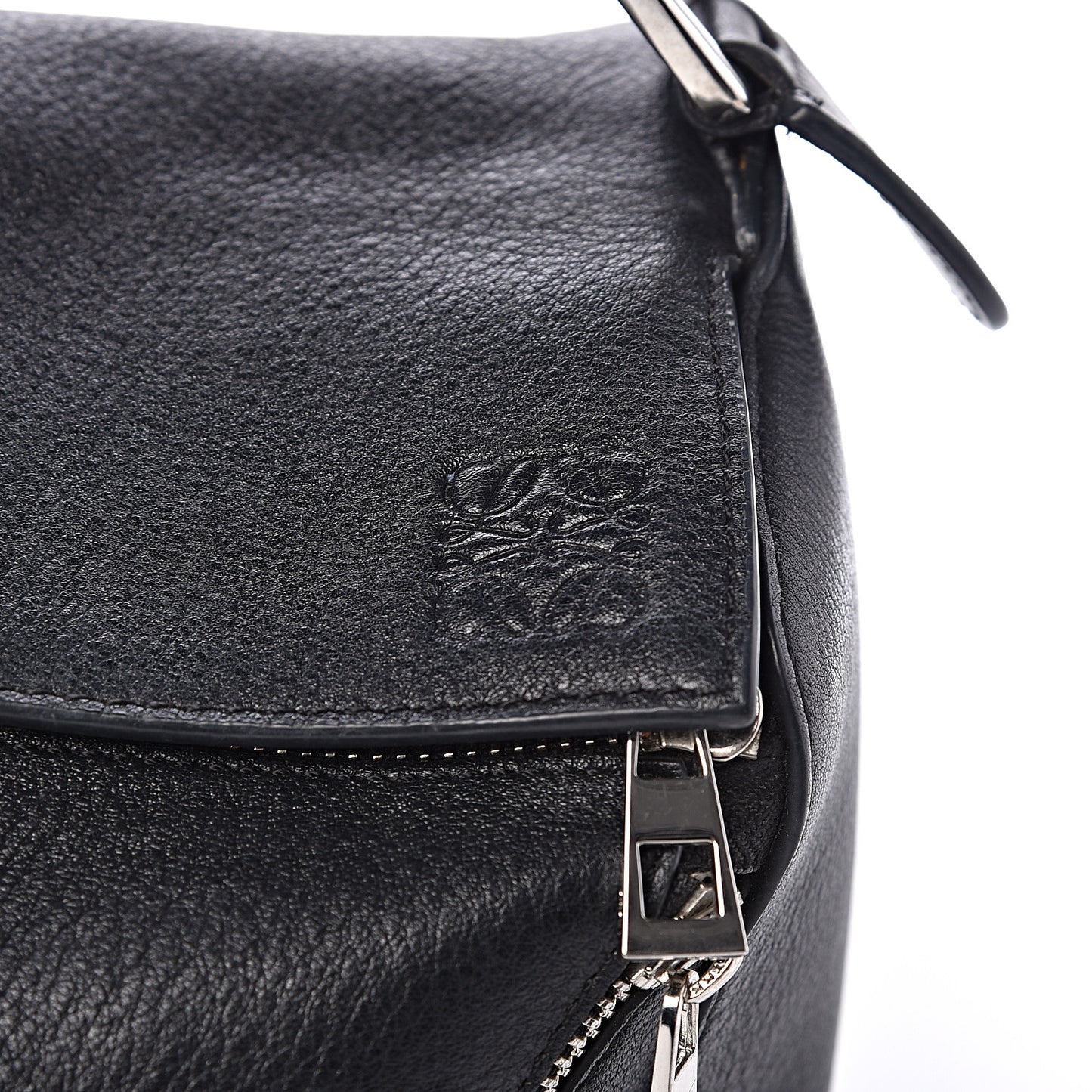 Calfskin Zipper Puzzle Bag Black