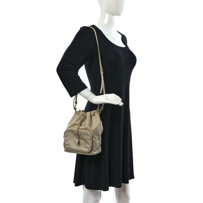 Prada Re-Nylon Saffiano Duet Bucket Crossbody Bag Deserto 2 of 11