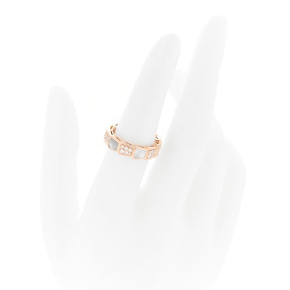 Bulgari 18K Rose Gold Diamond Mother of Pearl 6mm Serpenti Viper Band Ring 52 6 2 of 4