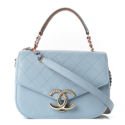 Chanel Caviar Quilted Thread Around Single Flap Blue 1 of 9