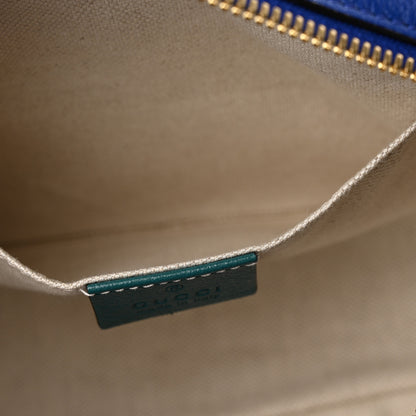 Gucci Azalea Calfskin Enamel Matelasse Diagonal Small Torchon GG Marmont Chain Shoulder Bag Imperial Blue Pavone 11 of 11