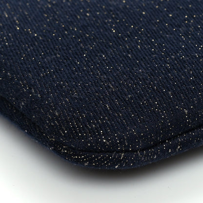 Chanel Lurex Canvas Medium Deauville Cosmetic Pouch Navy Blue Gold 9 of 11