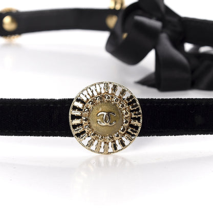 Chanel Velvet CC Belt Black Gold 4 of 5