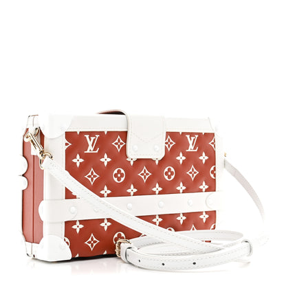 Louis Vuitton Lambskin Embossed Monogram Petite Malle Brown White 2 of 9
