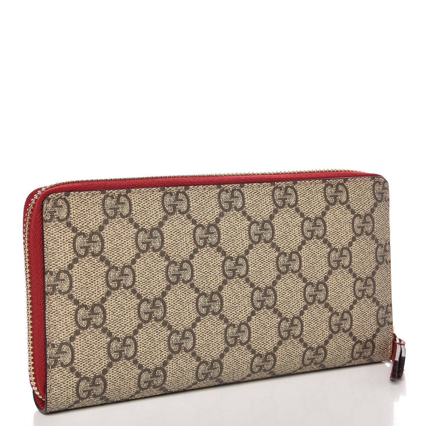 GG Supreme Monogram Embroidered Rainbow Zip Around Wallet Red