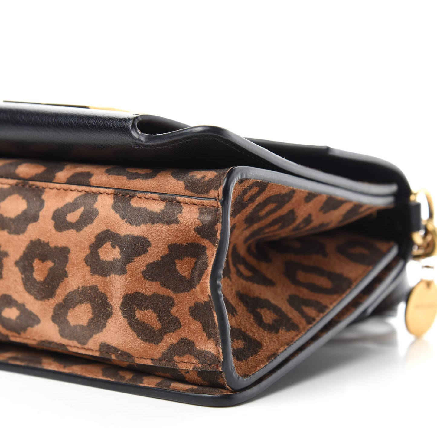 Calfskin Suede Leopard Print Small GV3 Shoulder Bag Black Chestnut