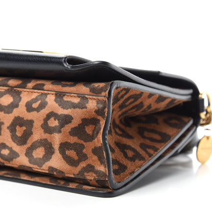 Givenchy Calfskin Suede Leopard Print Small GV3 Shoulder Bag Black Chestnut 7 of 9