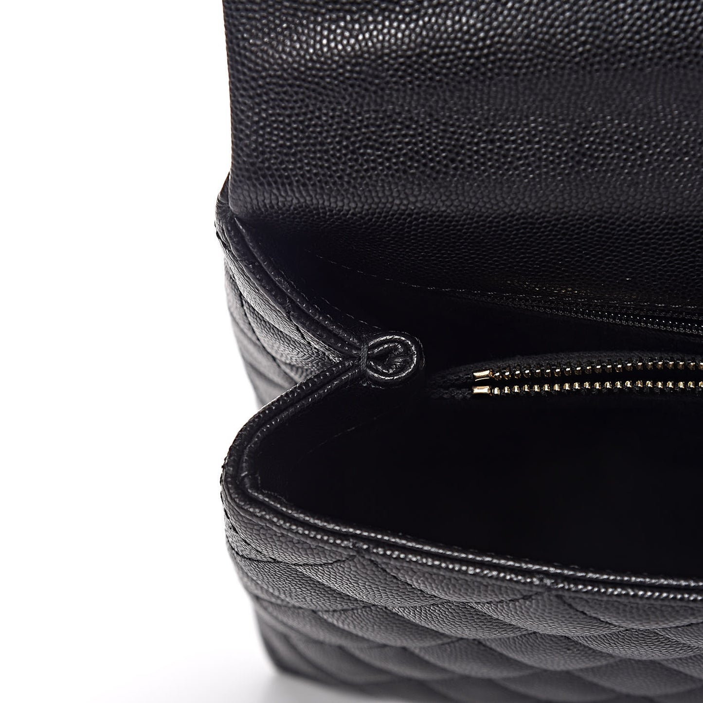 Caviar Lizard Embossed Quilted Small Coco Handle Flap Black
