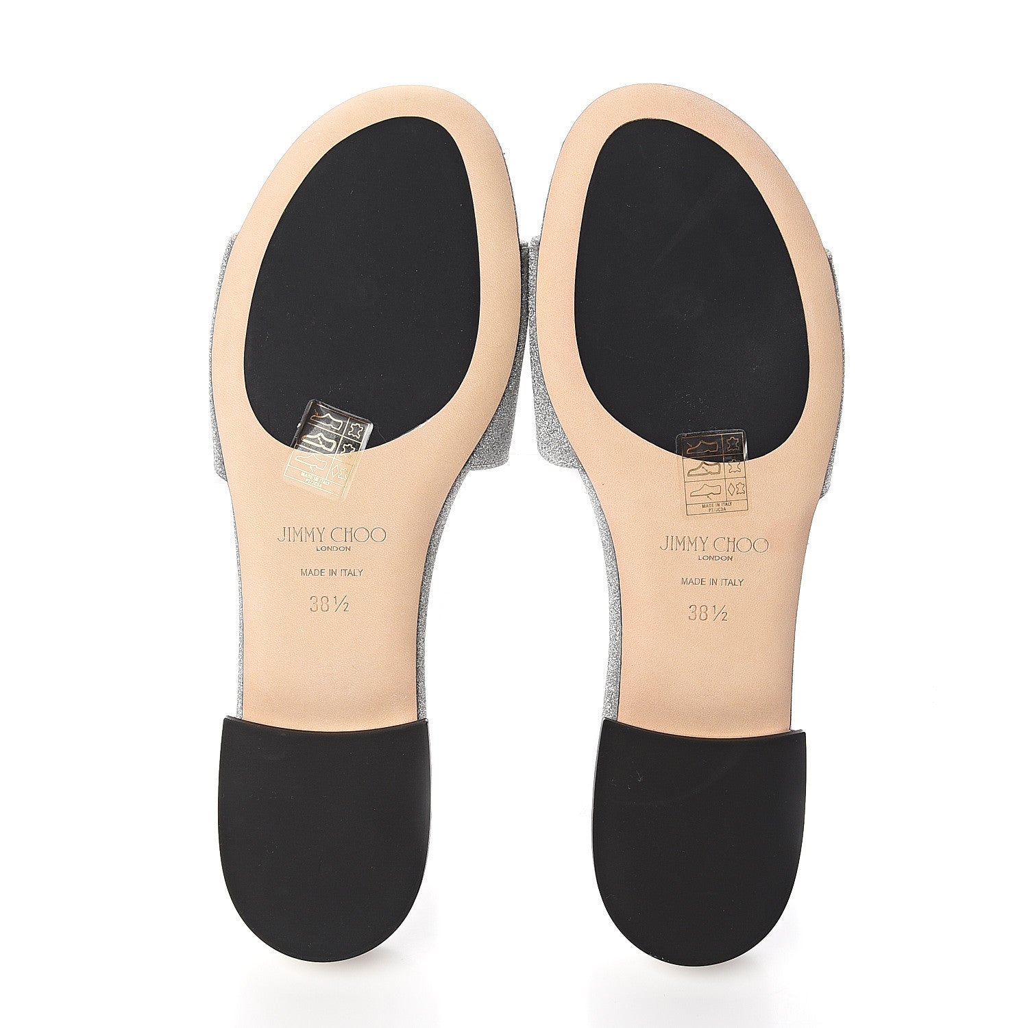 Jimmy Choo Glitter Joni Flat Slide Sandals 38.5 Silver 5 of 8