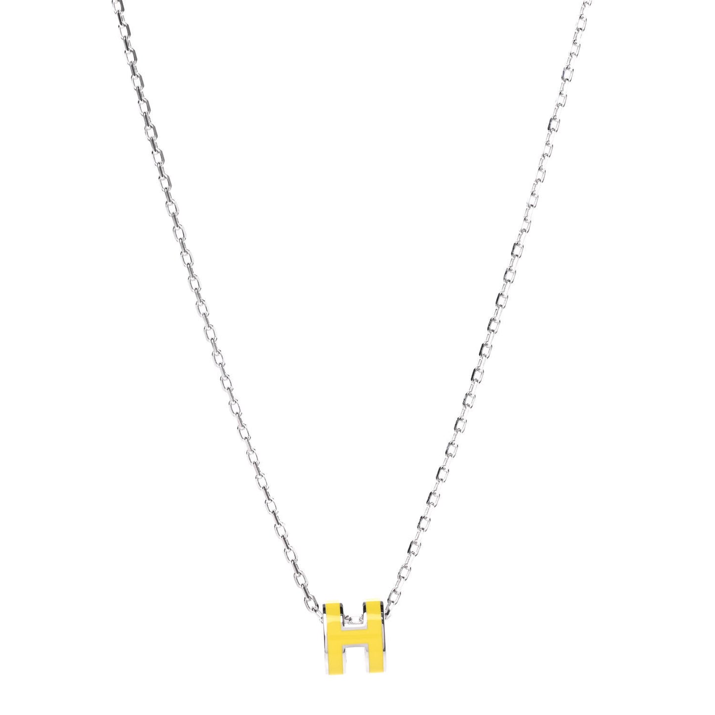 Lacquered Palladium Mini Pop H Pendant Necklace Jaune Sature