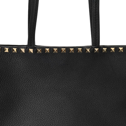 Valentino Garavani Grained Calfskin Small Rockstud Shoulder Tote Black 6 of 10
