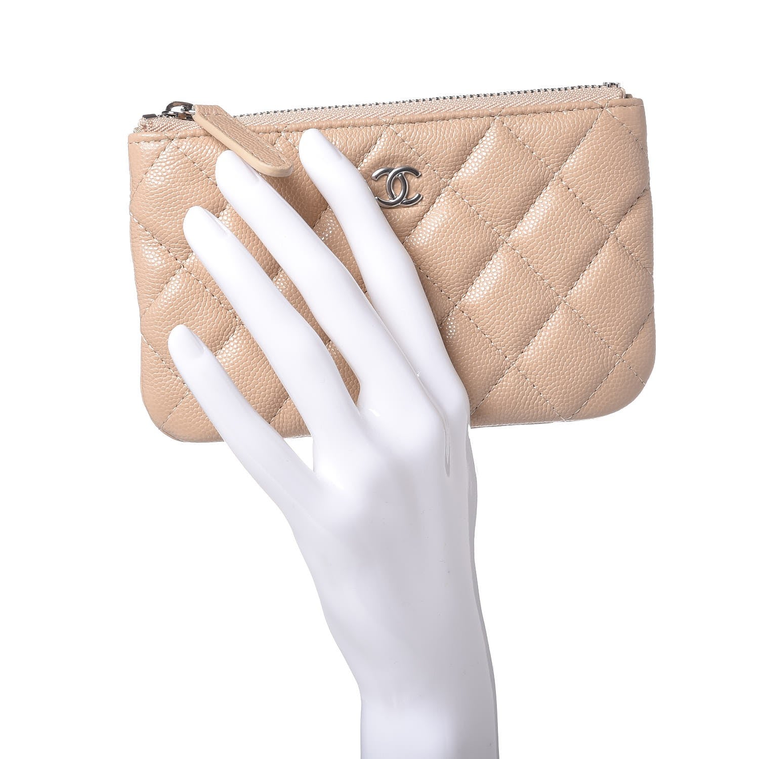 Chanel Caviar Quilted Small Cosmetic Case Beige 2 of 8