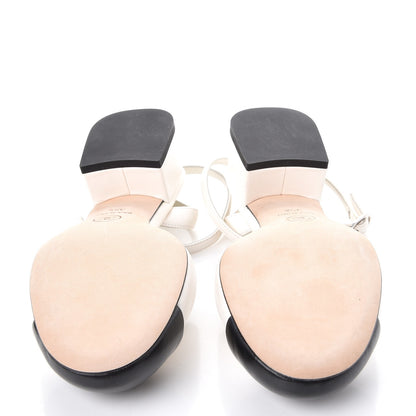 Chanel Lambskin Cap Toe CC Slingback Sandals 35.5 White Black 5 of 9