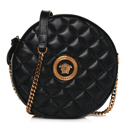 Versace Nappa Quilted Medusa Round Camera Bag Black 1 of 12