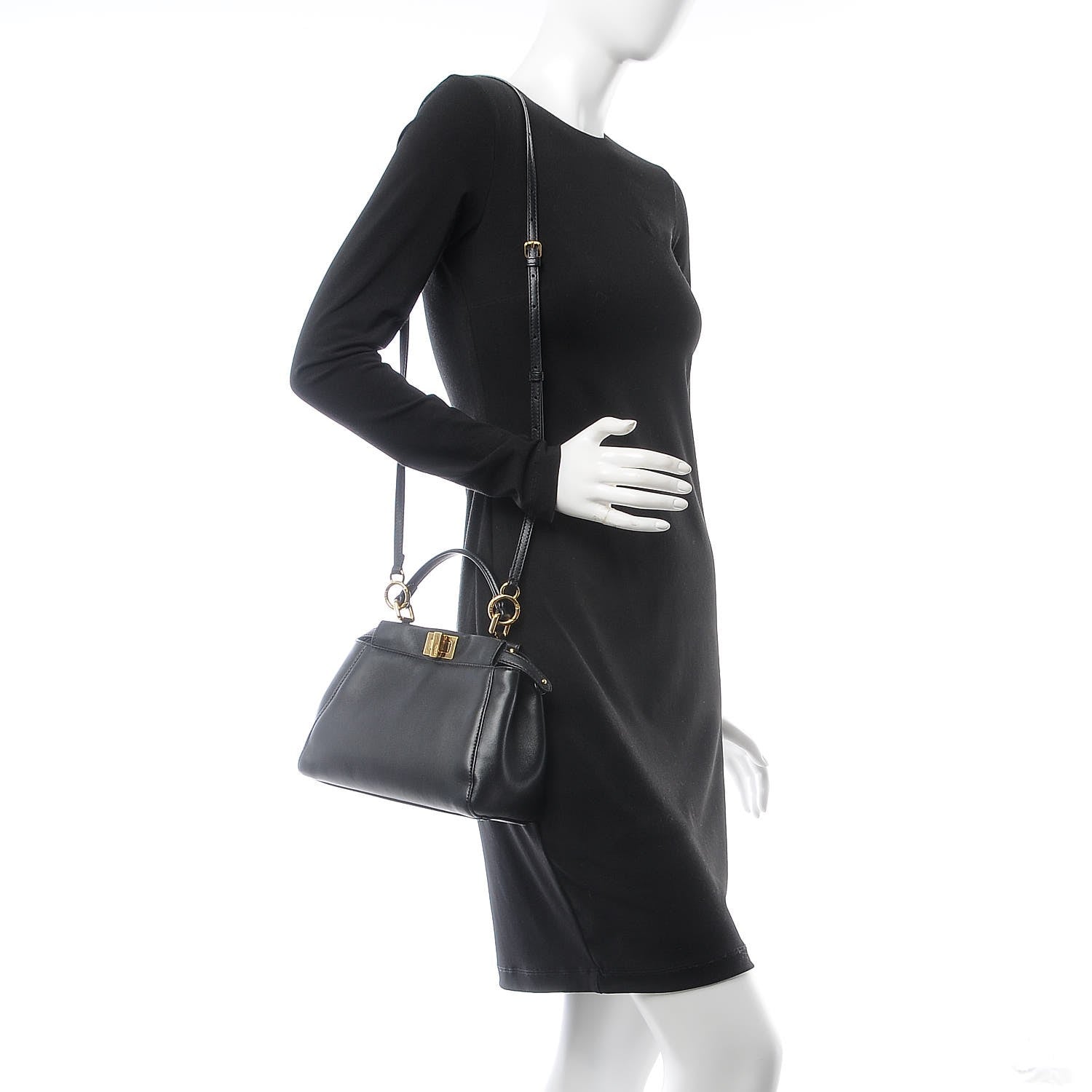 Fendi Nappa Mini Peekaboo Iconic Satchel Black 2 of 9