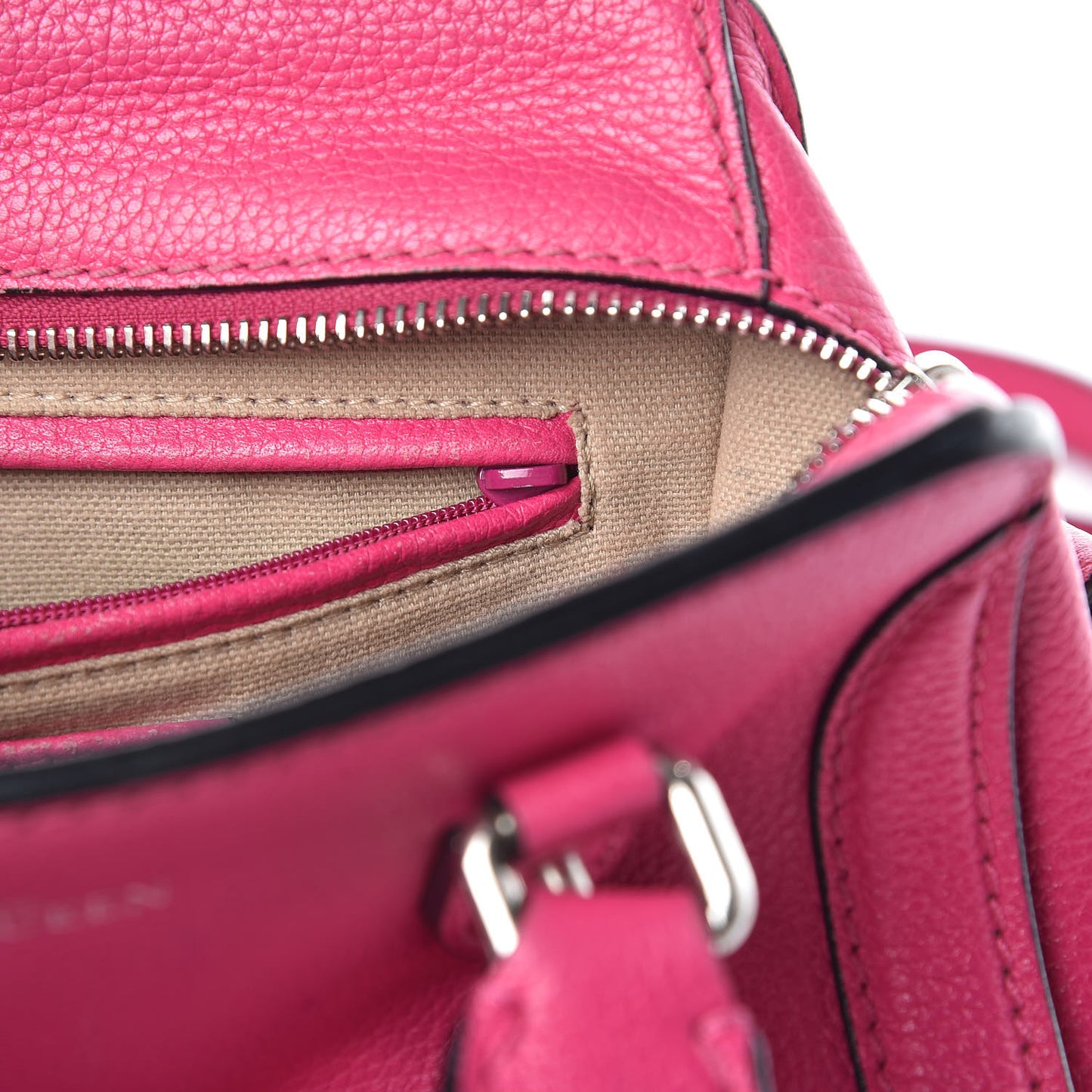 Grainy Calfskin Mini Padlock Zip Satchel Pink
