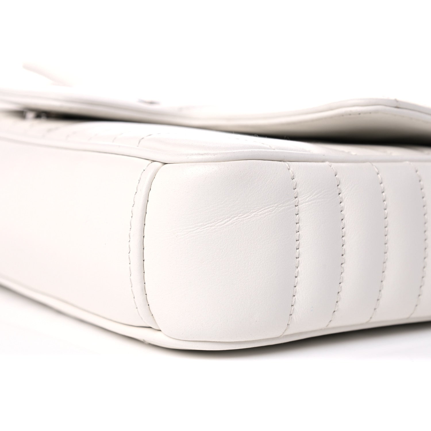 Prada Soft Calfskin Impunture Diagramme Medium Chain Flap Shoulder Bag White 8 of 12
