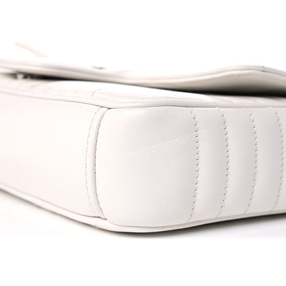 Prada Soft Calfskin Impunture Diagramme Medium Chain Flap Shoulder Bag White 8 of 12