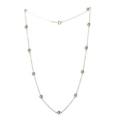 Mikimoto 18K Yellow Gold Akoya Pearl 5.5mm Station Necklace 3 of 5