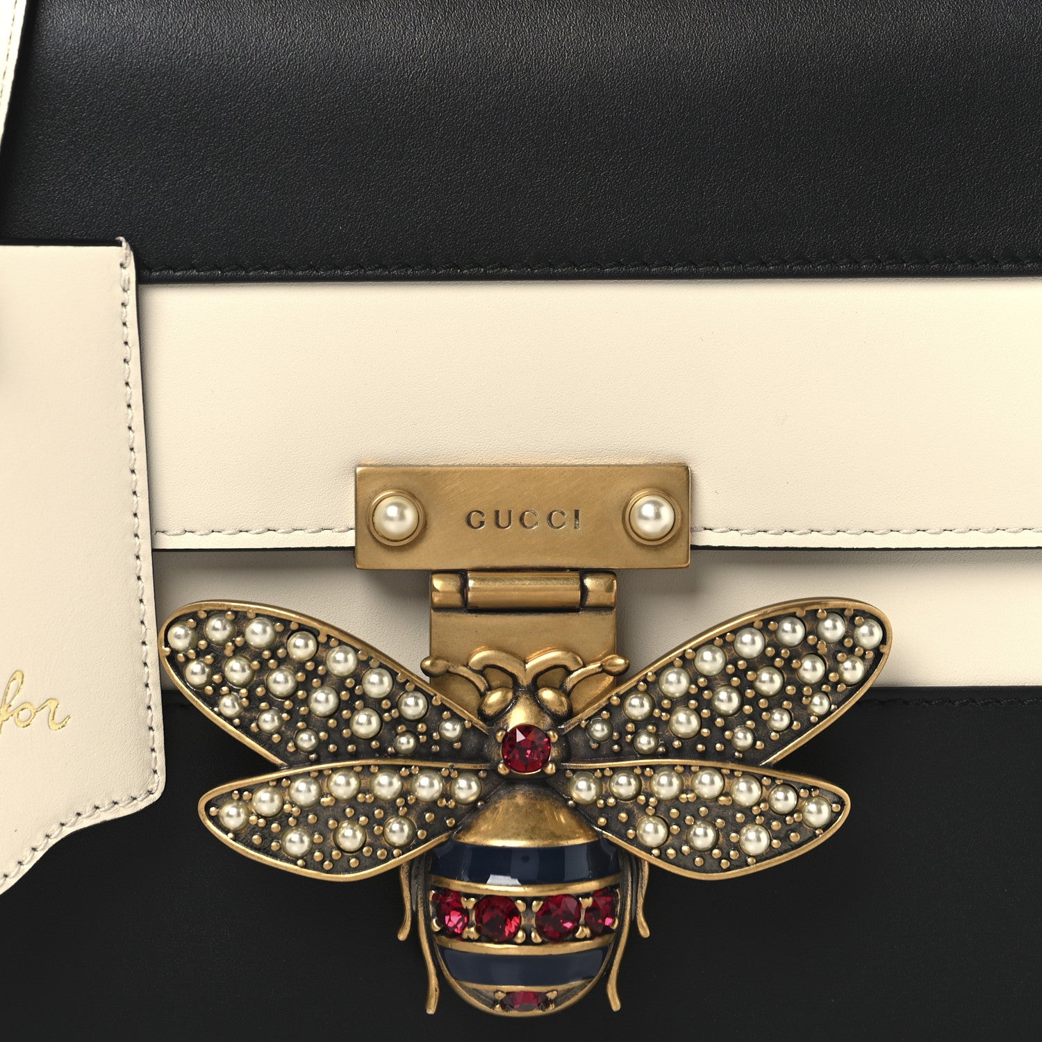 Gucci Calfskin Sylvie Web Queen Margaret Shoulder Bag Mystic White Black 8 of 12
