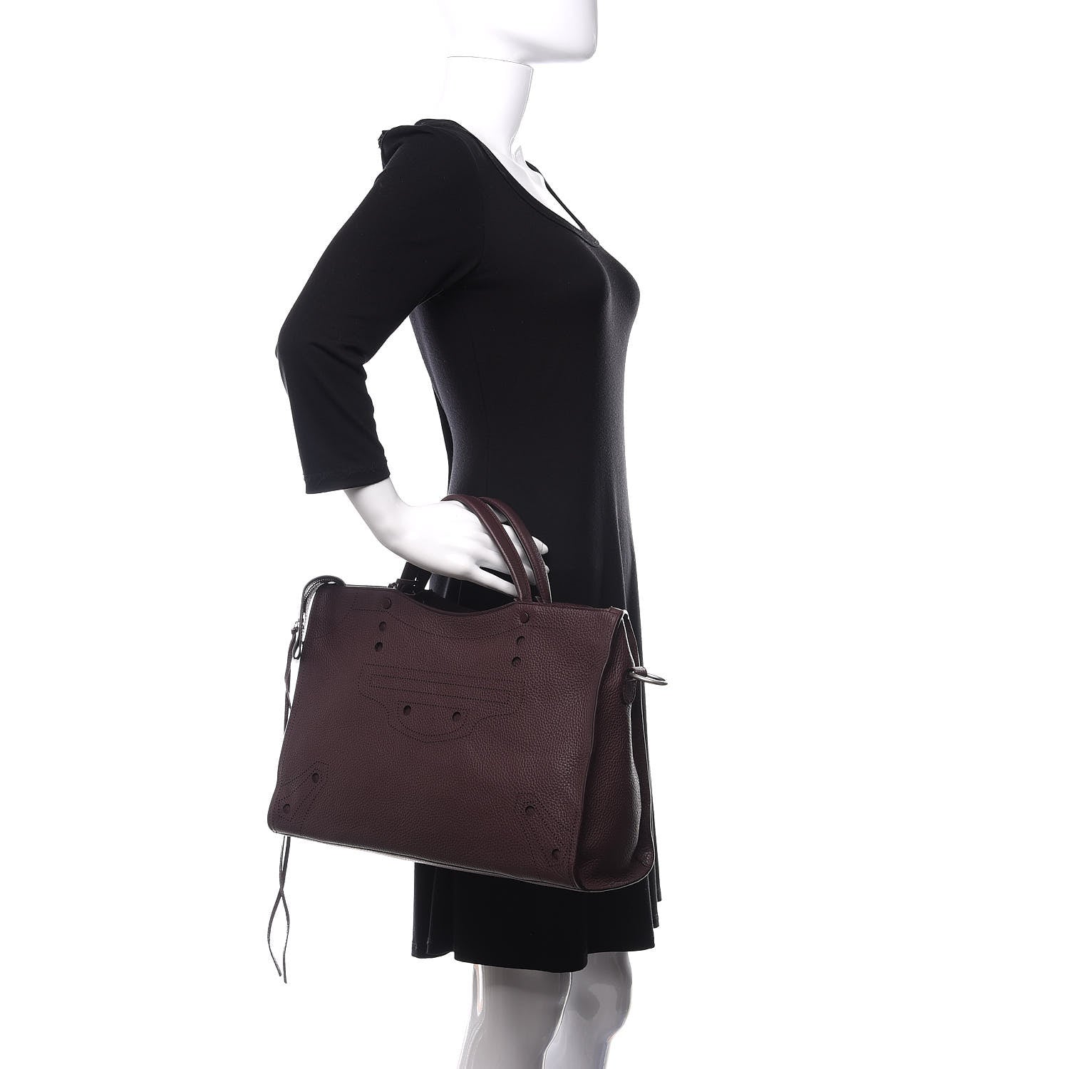 Balenciaga Veau Grana Perforated Blackout Hardware City Rouge Acajou 3 of 11