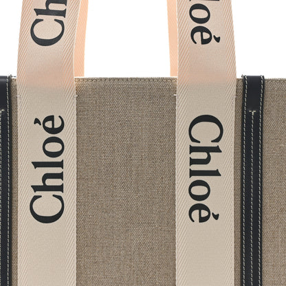 Chloe Cotton Calfskin Medium Woody Ribbon Tote White Blue 8 of 10