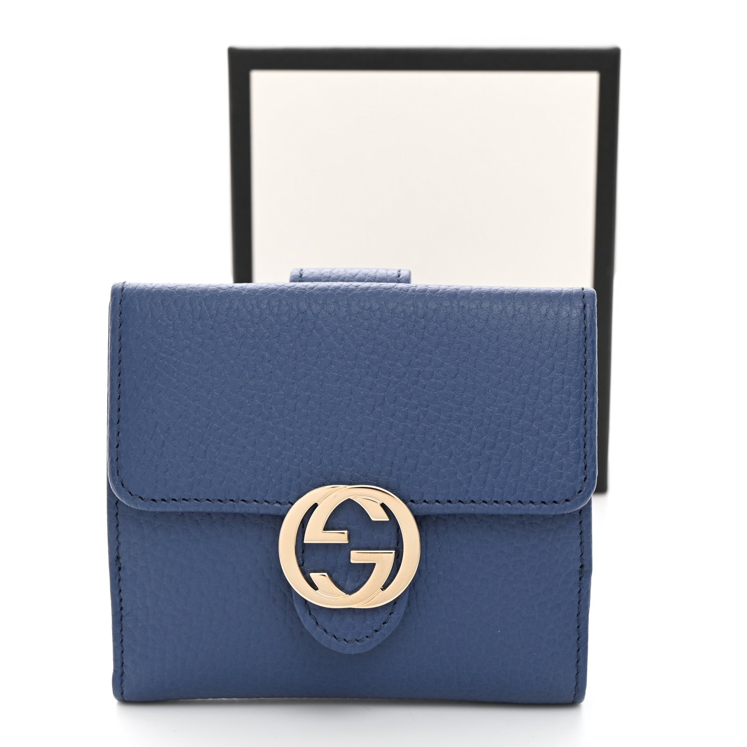 Gucci Dollar Calfskin Interlocking G French Wallet Caspian 9 of 9