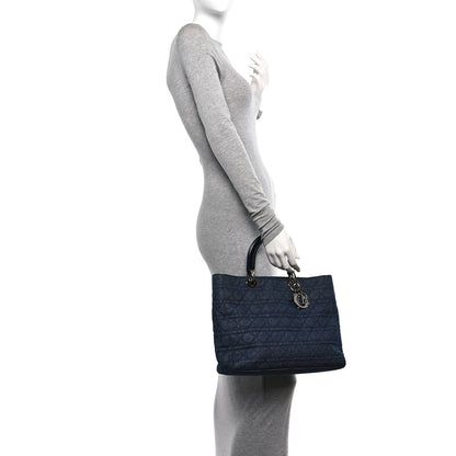 Christian Dior Denim Cannage Large Lady Dior Blue 2 of 18