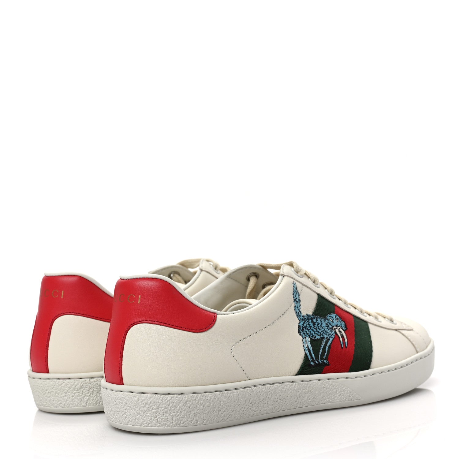 Gucci X FREYA HARTAS Calfskin Miro Soft Web Mythical Creature Embroidered Mens Ace Sneakers 8 New Mystic White 4 of 10
