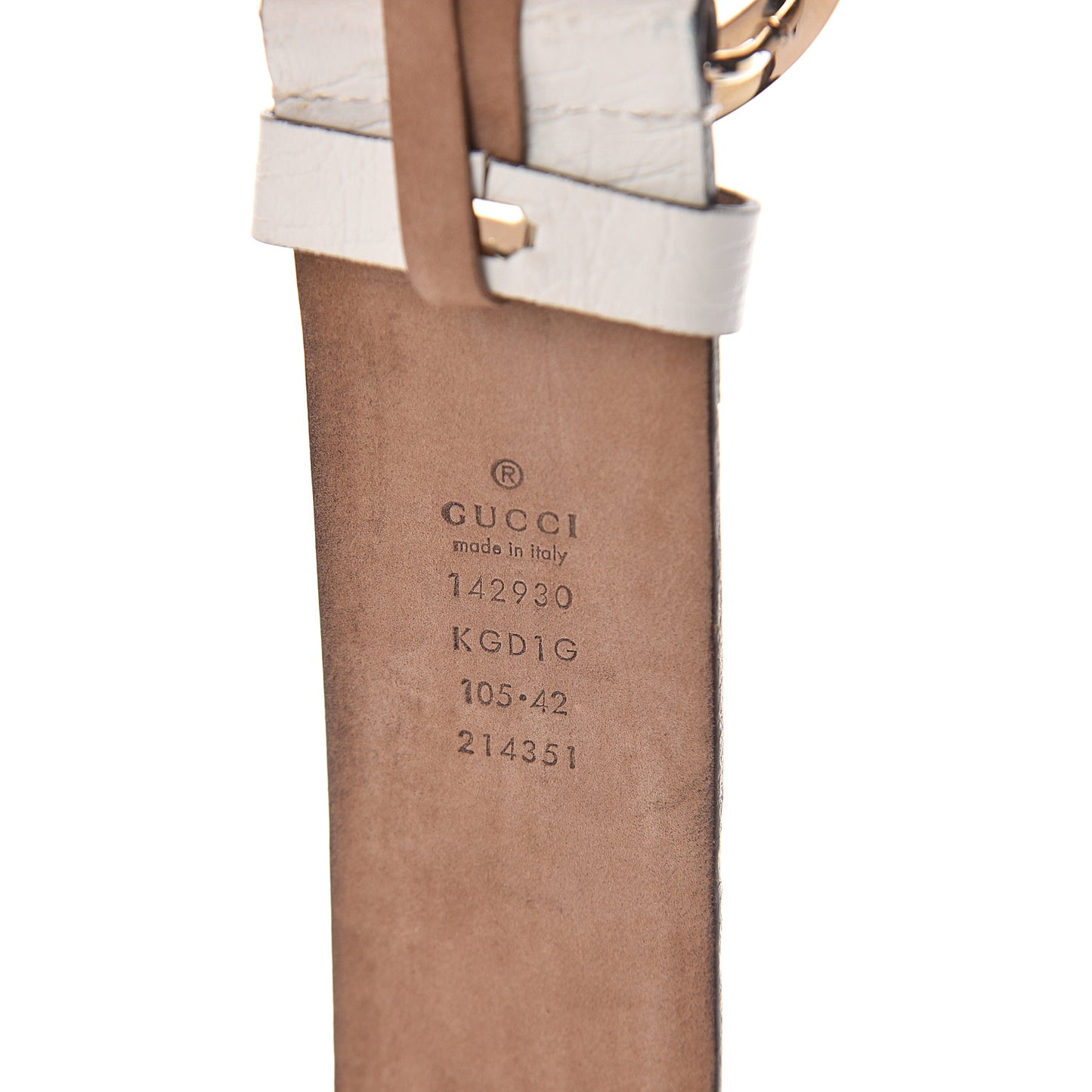 GG Plus Monogram Calfskin Interlocking G 40mm Belt 105 42 White