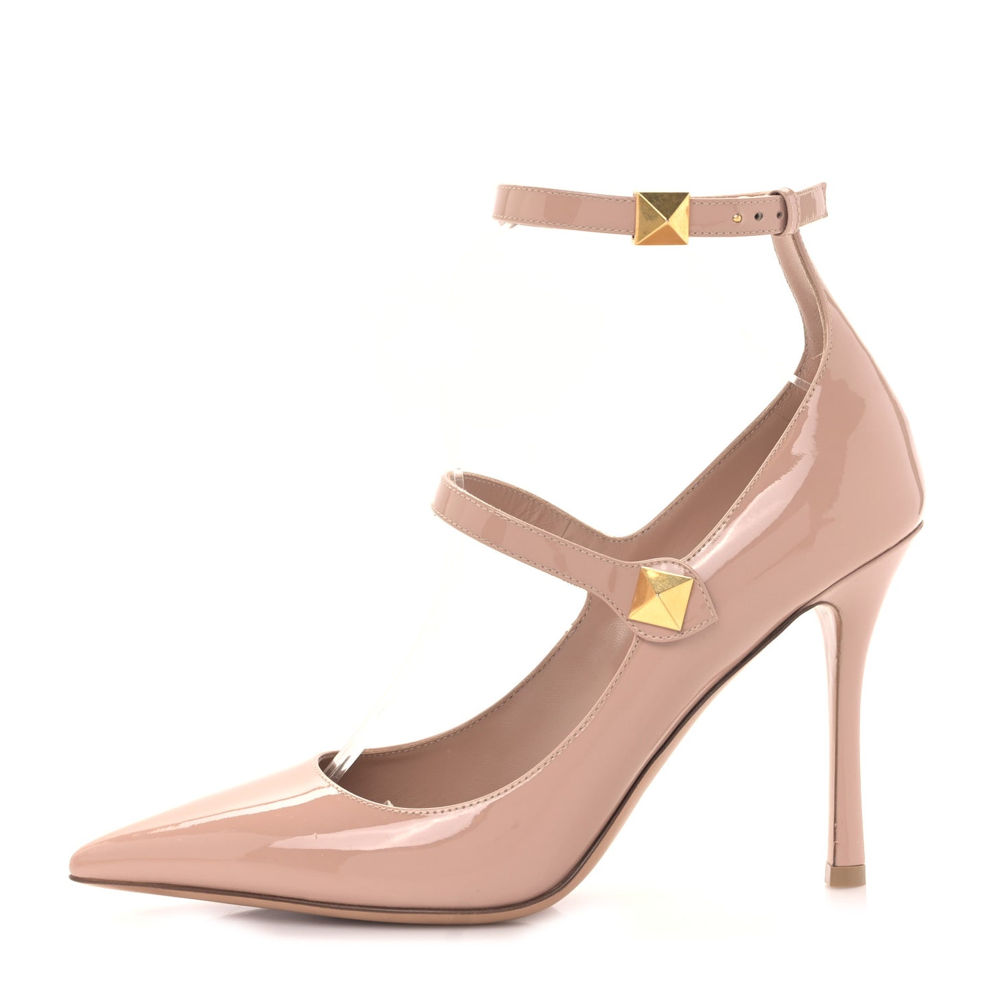 Patent Tiptoe Ankle Strap 100mm Pumps 39 Rose Cannelle