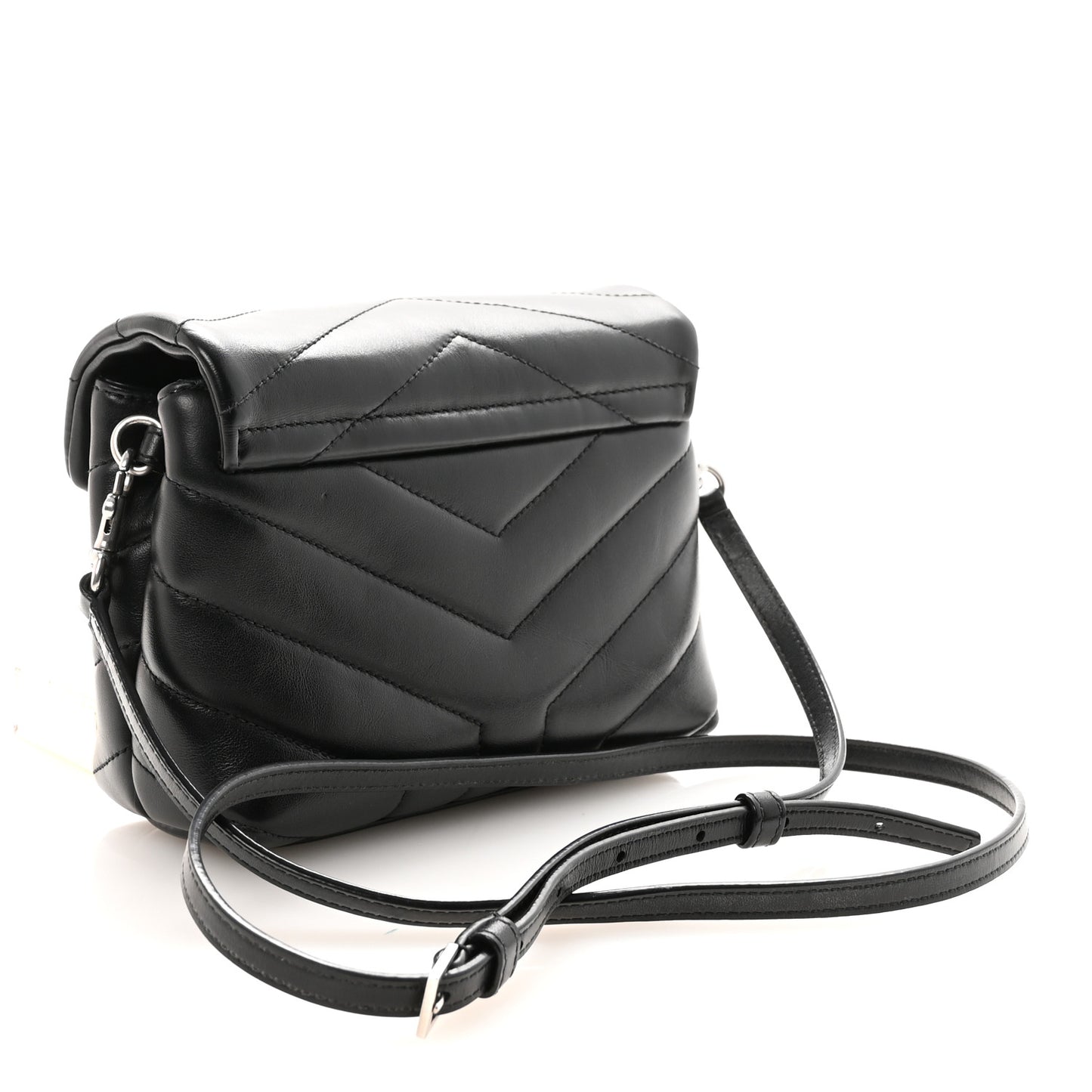Calfskin Y Quilted Monogram Toy Loulou Crossbody Bag Black