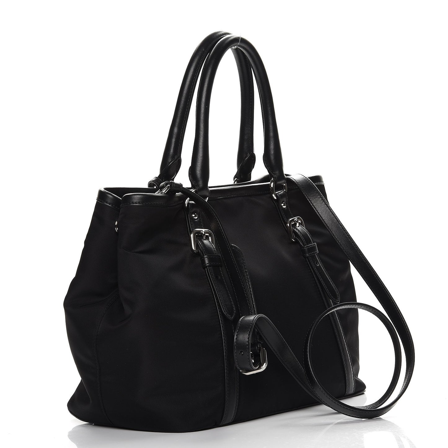 Nylon Tessuto Soft Calf Tote Nero Black