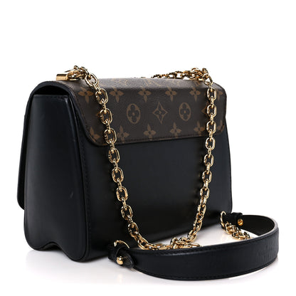 Louis Vuitton Veau Satin Monogram Twist Shoulder Bag MM Black 3 of 10