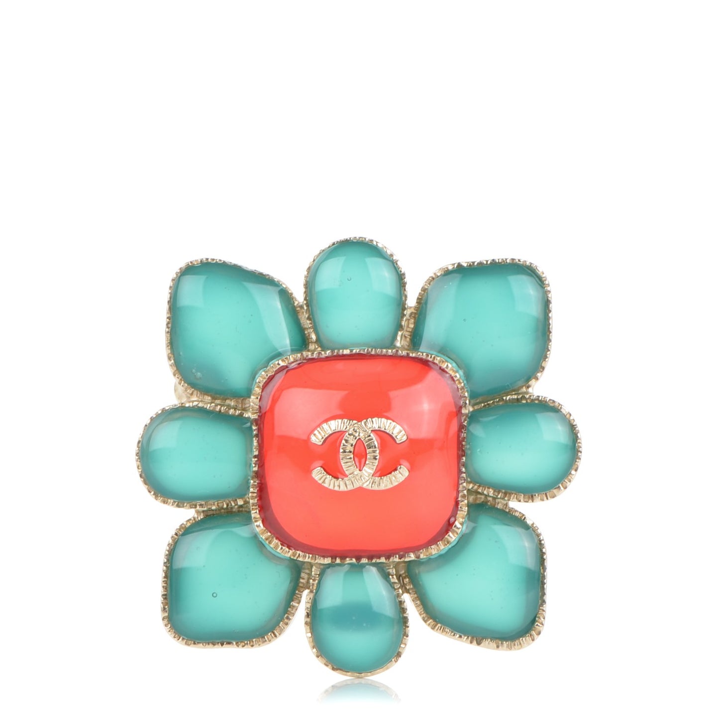 Gripoix CC Brooch Gold