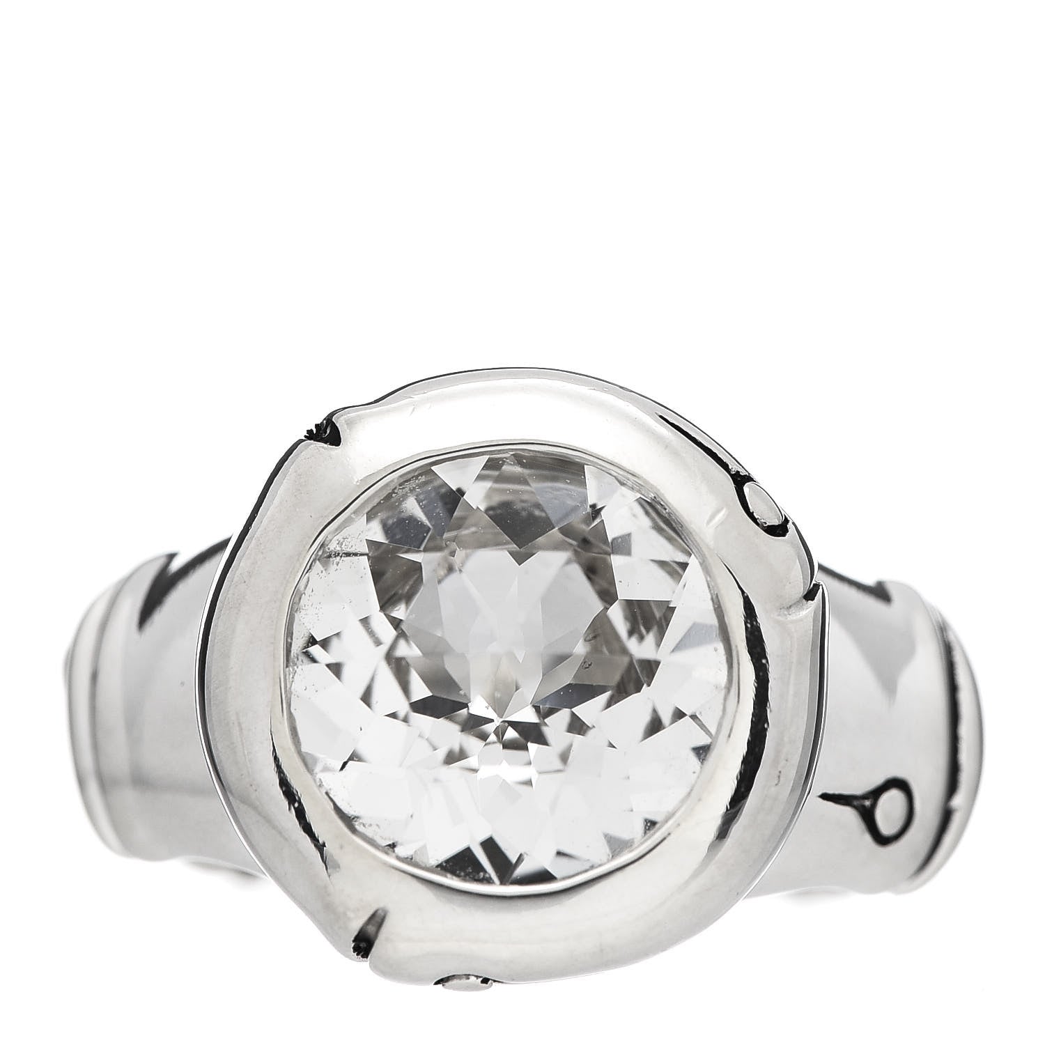 John Hardy Sterling Silver White Topaz Bamboo Ring 54 7 1 of 6