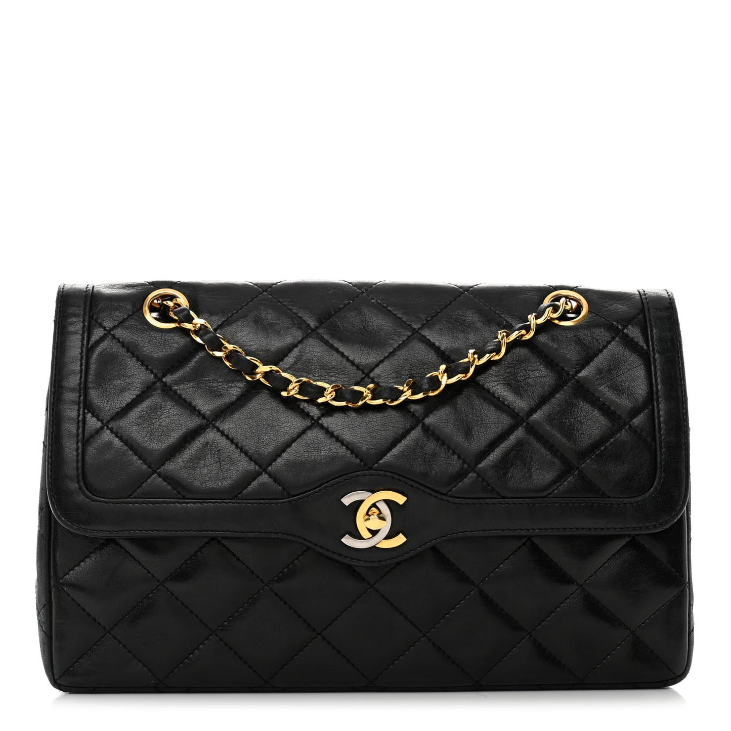 Lambskin Quilted Medium Single Flap Black