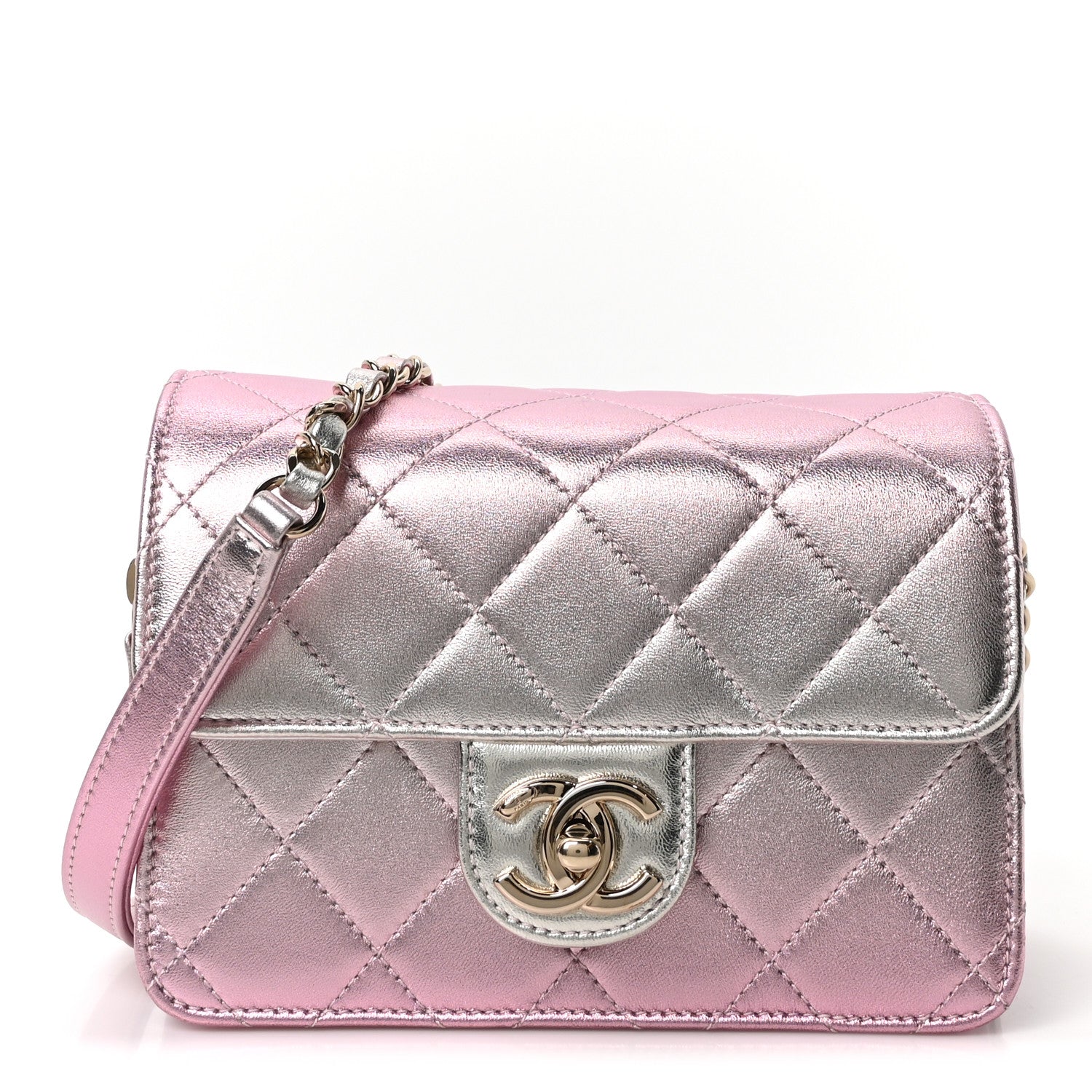 Chanel Metallic Lambskin Like A Wallet Flap Golden Pink 1 of 10