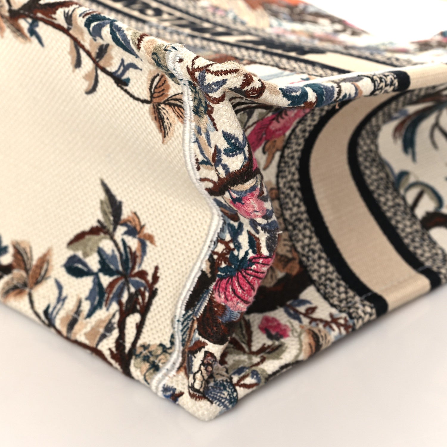 Christian Dior Canvas Embroidered Small Jardin D'Hiver Book Tote Latte Multicolor 8 of 8