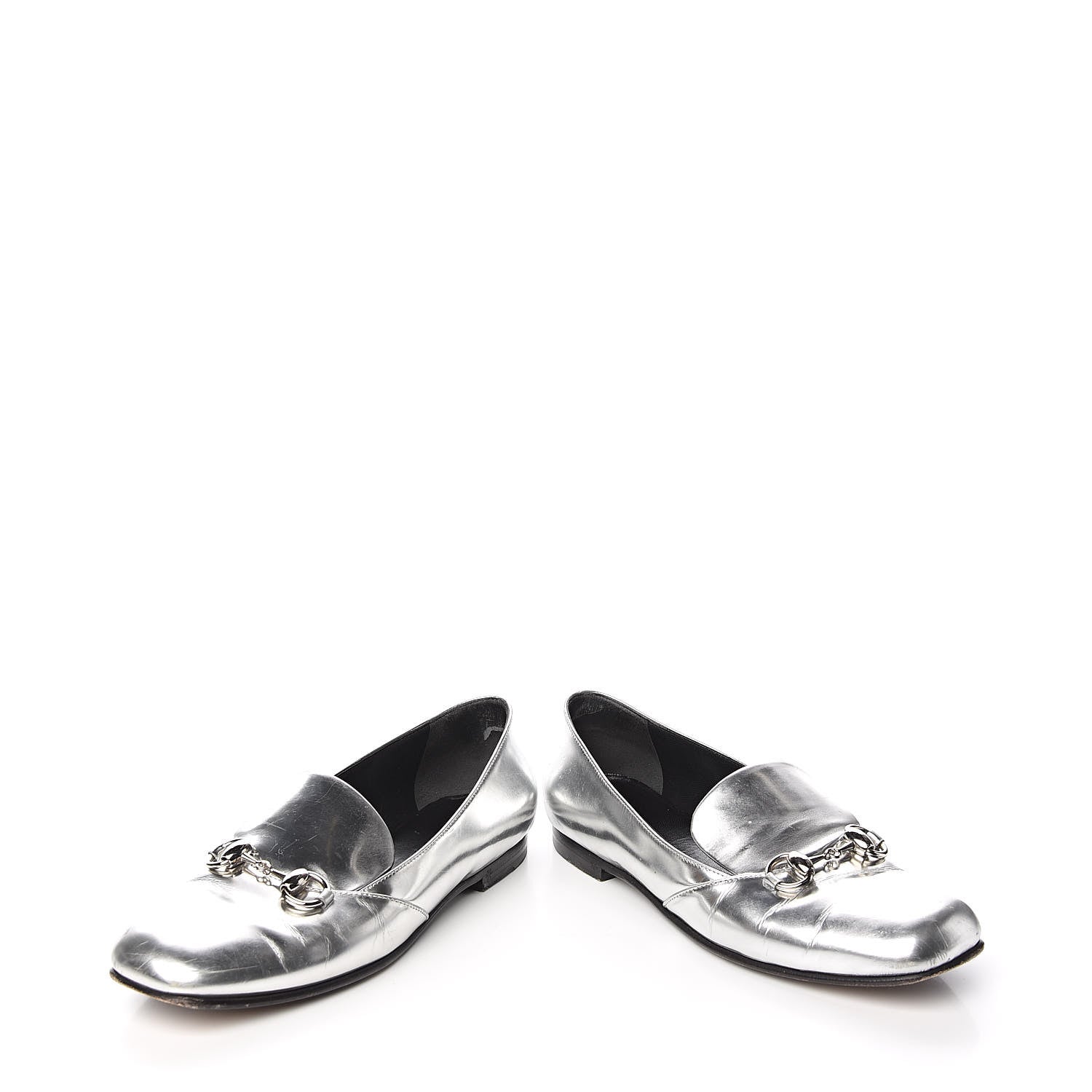 Gucci Metallic Calfskin Womens Horsebit Loafers 36 Silver 7 of 13