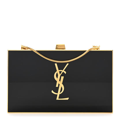 Saint Laurent Plexiglass Monogram Minaudiere Tuxedo Box Clutch Black 1 of 11