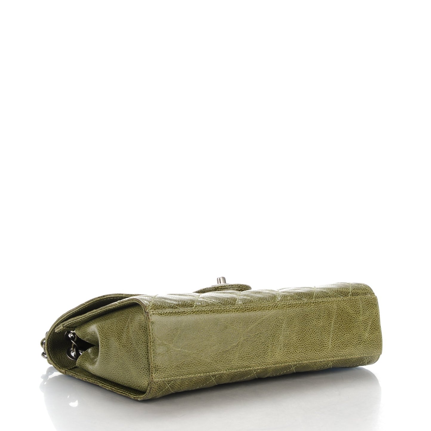 Crumpled Grained Calfskin Medium CC Crave Flap Green