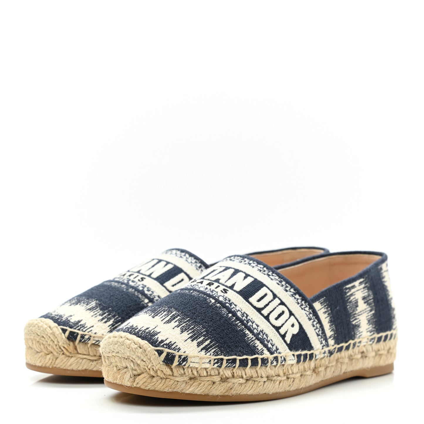 Cotton D-Stripes Embroidered Granville 15mm Espadrilles 35.5 Deep Blue