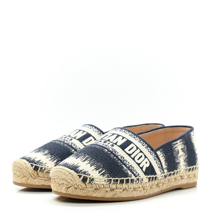 Christian Dior Cotton D-Stripes Embroidered Granville 15mm Espadrilles 35.5 Deep Blue 3 of 9