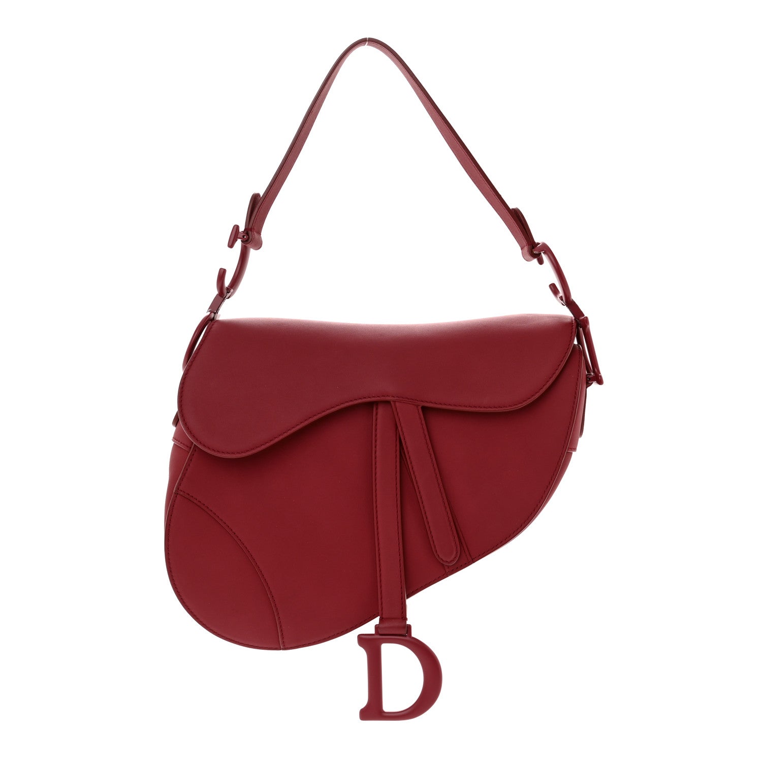 Christian Dior Ultra Matte Calfskin Saddle Bag Red 1 of 10